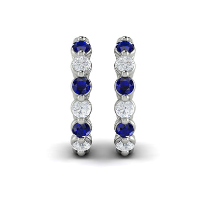 Diamond and Blue Sapphire  Twist Hoop Earrings