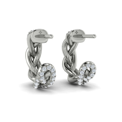 Alternating Diamond Twist Huggie Hoop Earrings