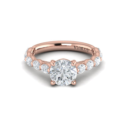Oval Bezel Diamond Accent Round Engagement Ring