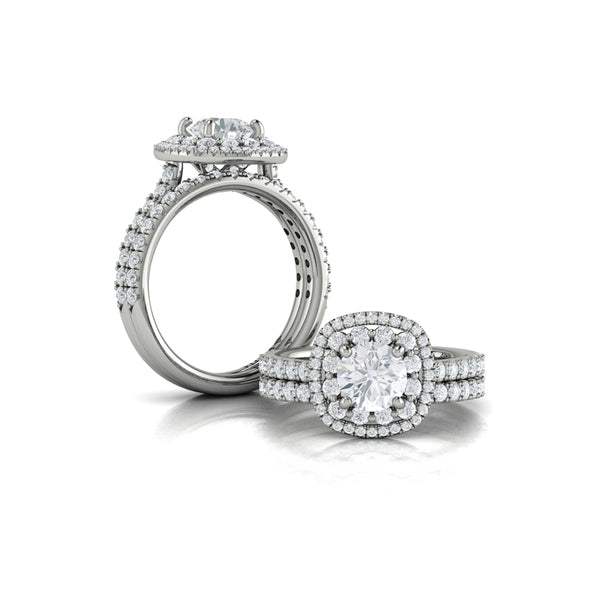 Double Euro Halo Round Engagement Ring