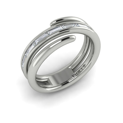 Center Diamond Baguette Open Wrap Ring