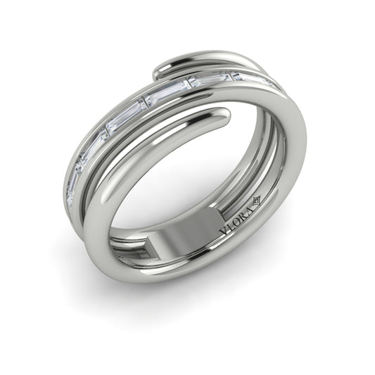 Center Diamond Baguette Open Wrap Ring