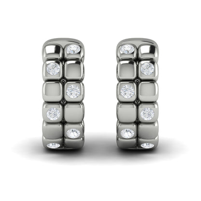 Tiled Diamond Huggie Earrings