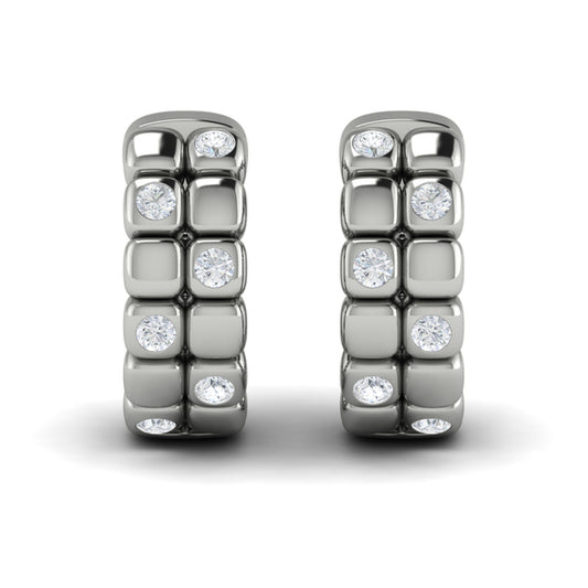 Tiled Diamond Huggie Earrings