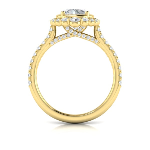 Cathedral Arch Halo Round Engagement Ring