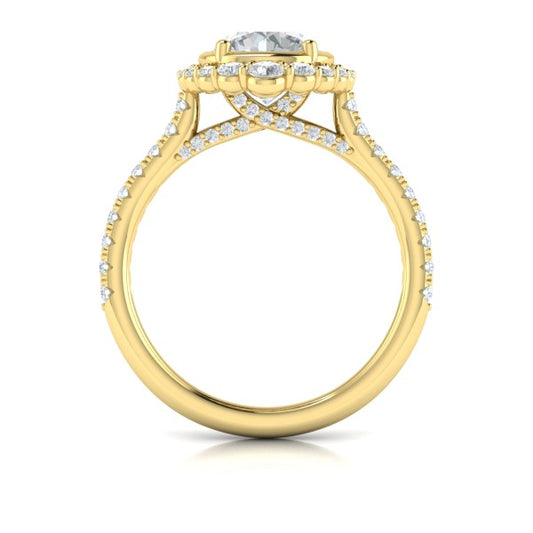 Cathedral Arch Halo Round Engagement Ring