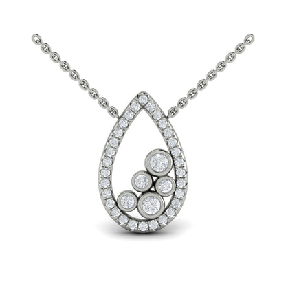 Pavé Pear Shaped and Bezel Set Diamond Pendant Necklace