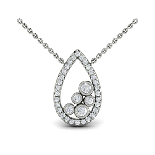 Pavé Pear Shaped and Bezel Set Diamond Pendant Necklace