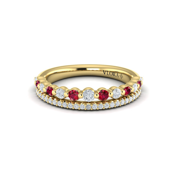 Diamond and Ruby Two Row Ring