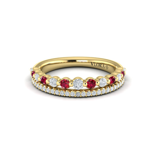Diamond and Ruby Two Row Ring