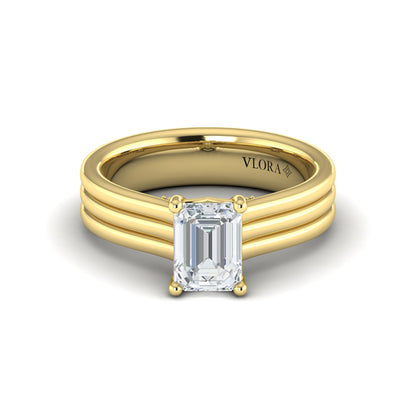 Emerald Cut Classic Engagement Ring in 14K Yellow Gold by Vlora Bridal