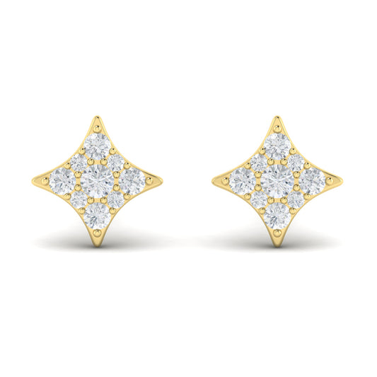 Diamond Cluster Star Stud Earrings
