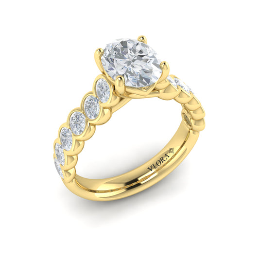 Oval Accent Oval Diamond Engagement Ring