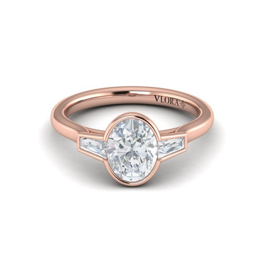 Modern Trio Oval Bezel Engagement Ring