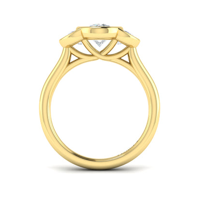 Golden Embrace Three-Stone Engagement Ring