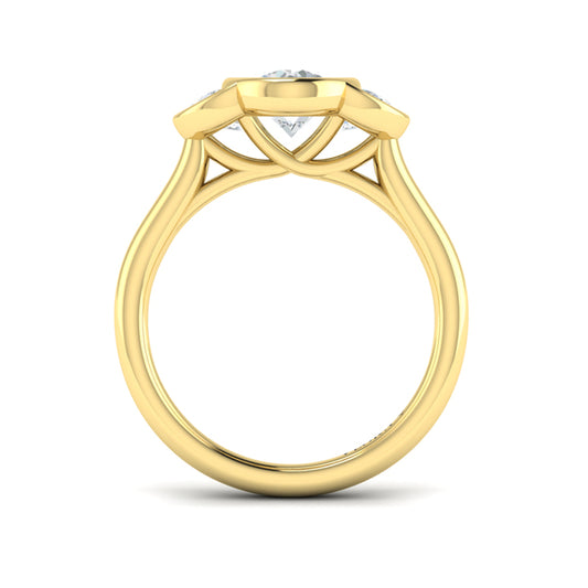 Golden Embrace Three-Stone Engagement Ring