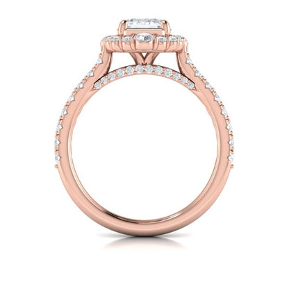 Cathedral Arch Halo Emerald Cut Engagement Ring