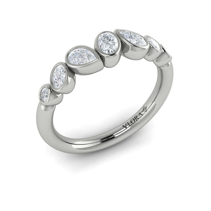 Bezel‑Set Pear, Oval and Round Shaped Diamond Ring