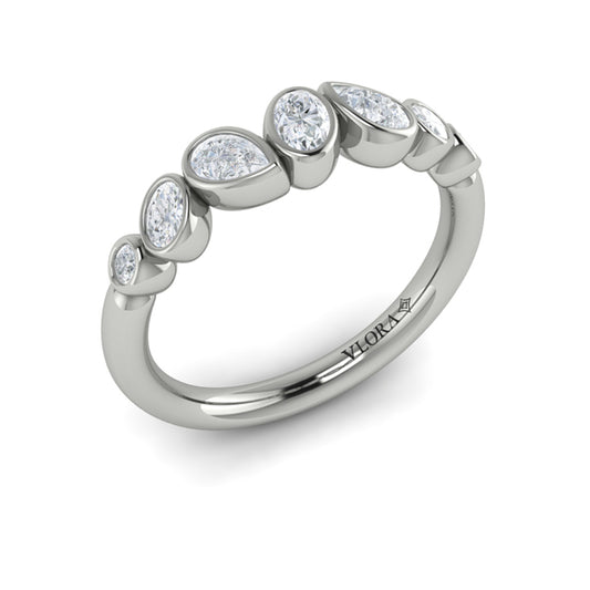 Bezel‑Set Pear, Oval and Round Shaped Diamond Ring