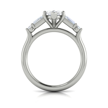 Poised Marquise Three-Stone Engagement Ring