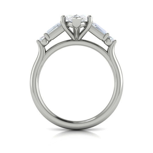 Poised Marquise Three-Stone Engagement Ring