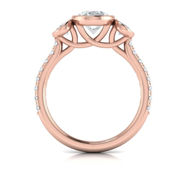 Trio Oval Bezel Engagement Ring