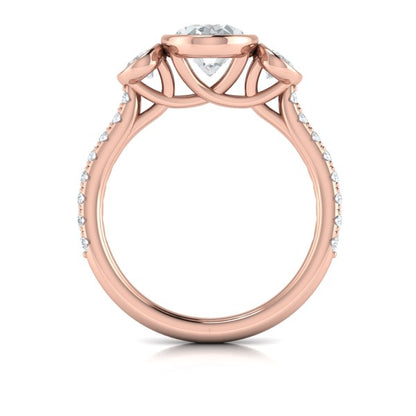 Trio Oval Bezel Engagement Ring