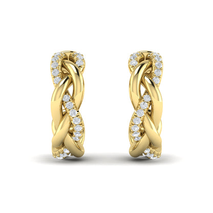 Alternating Diamond Twist Huggie Hoop Earrings