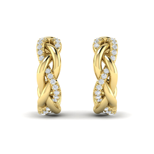 Alternating Diamond Twist Huggie Hoop Earrings