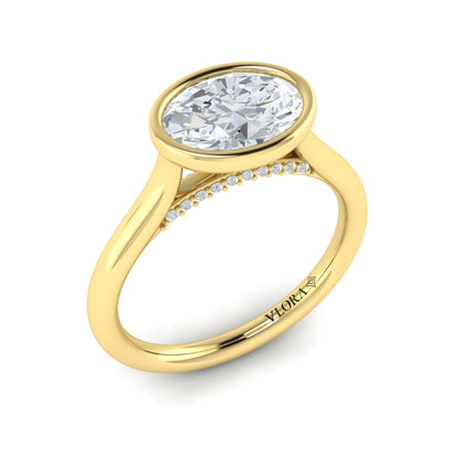 Horizon Solitaire Oval Bezel Engagement Ring