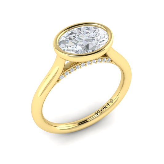 Horizon Solitaire Oval Bezel Engagement Ring