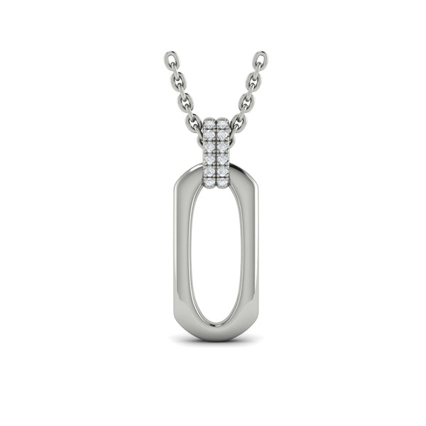 Diamond Accent North South Open Oval Pendant with Link Necklace