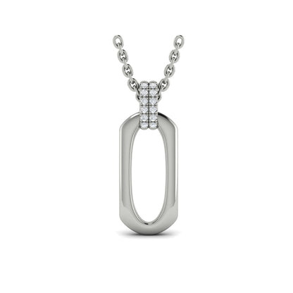 Diamond Accent North South Open Oval Pendant with Link Necklace