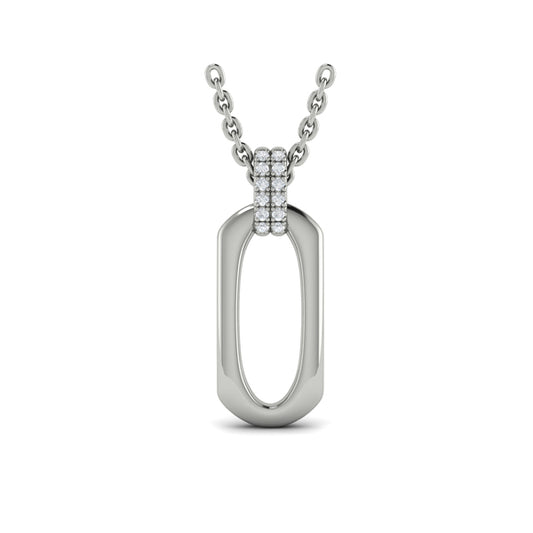 Diamond Accent North South Open Oval Pendant with Link Necklace