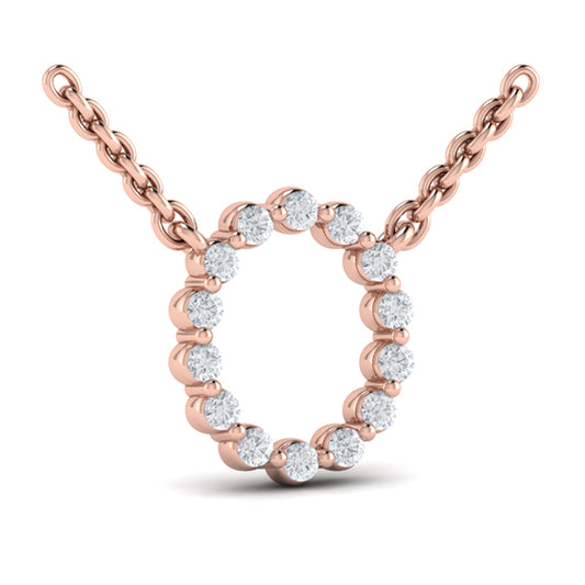 Diamond Alphabet Pendant Necklace, O
