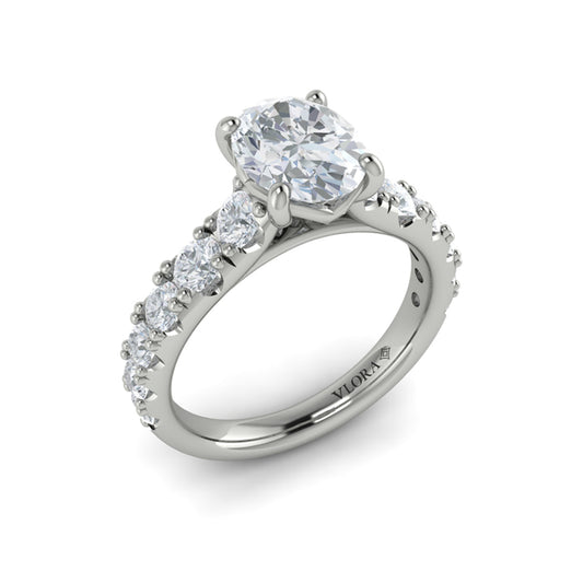 Oval Classic Engagement Ring in Platinum by Vlora Bridal