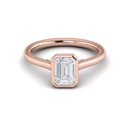 Singular Emerald Cut Bezel Engagement Ring