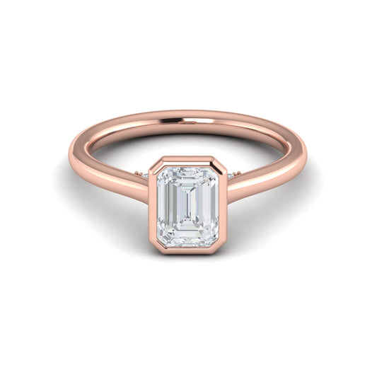Singular Emerald Cut Bezel Engagement Ring