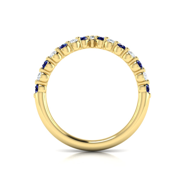 Diamond and Blue Sapphire Chevron Ring