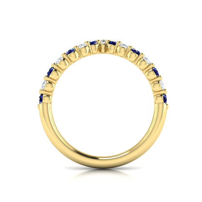 Diamond and Blue Sapphire Chevron Ring