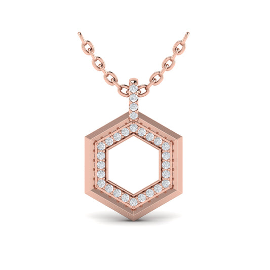Diamond Open Honeycomb Pendant Necklace