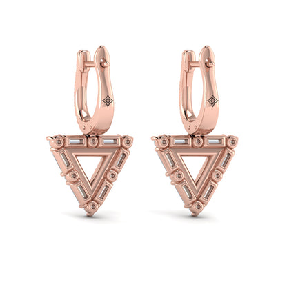 Diamond Baguette Double Trinity Huggie Earrings