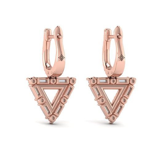 Diamond Baguette Double Trinity Huggie Earrings
