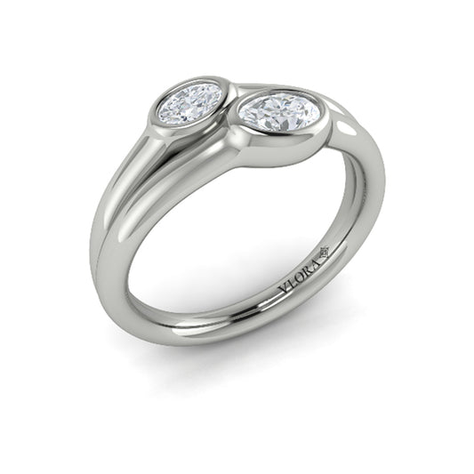 Double Oval Bezel-Set Diamond Ring