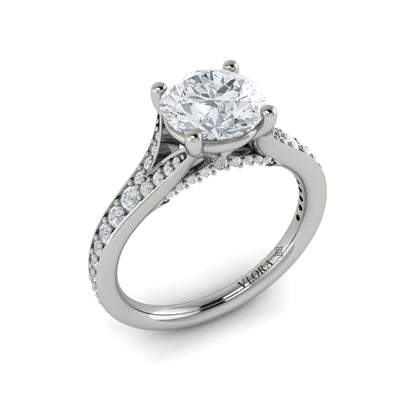Round Classic, Split Shank Engagement Ring in Platinum by Vlora Bridal