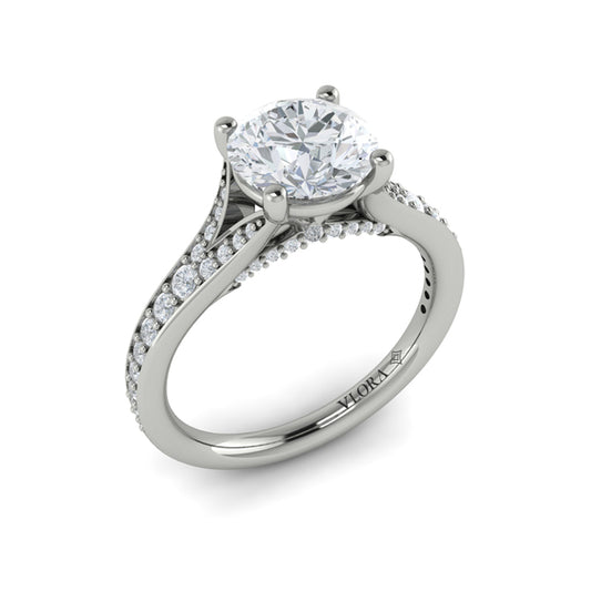 Round Classic, Split Shank Engagement Ring in Platinum by Vlora Bridal