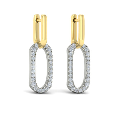 Diamond North South Open Oval Pendant Link Earrings