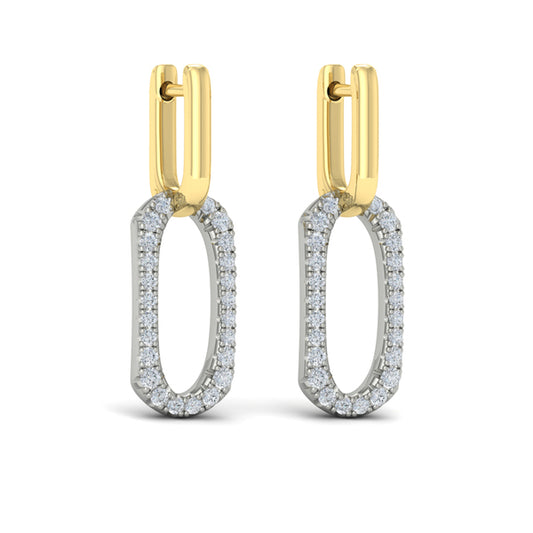 Diamond North South Open Oval Pendant Link Earrings