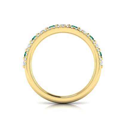 Diamond and Emerald Two Row Ring