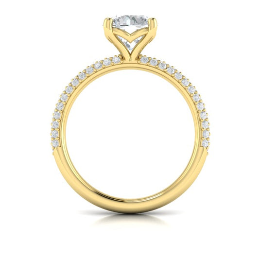 Shimmering Engagement Ring with Micropave Band